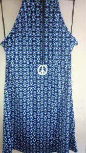 Adult Female Costumes to Hire - Hippy dress - Blue & Turquoise flowers